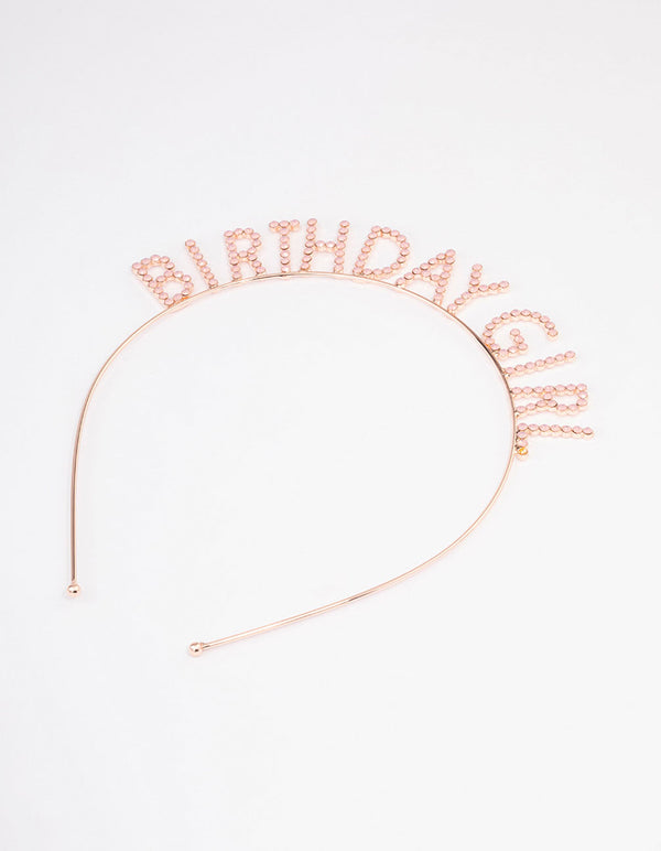 Kids Rose Gold Diamante Birthday Headband