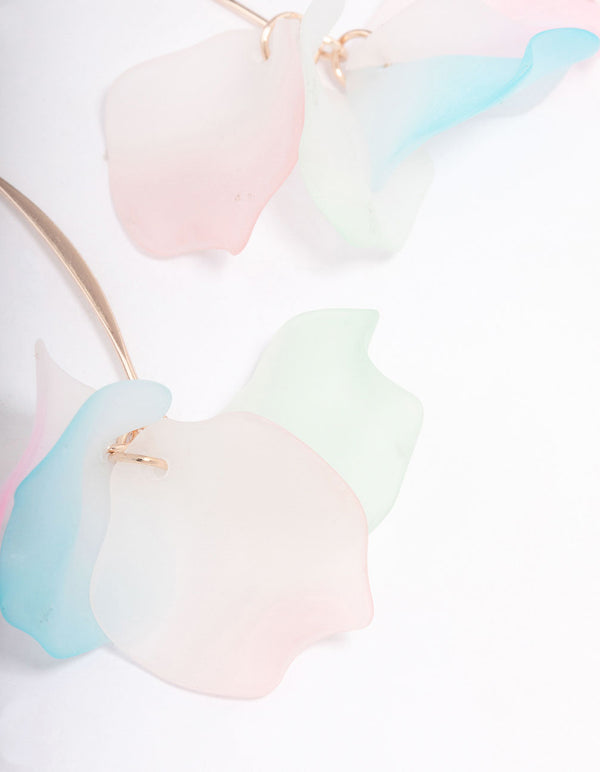 Rose Gold Multi Flower Threader Earrings