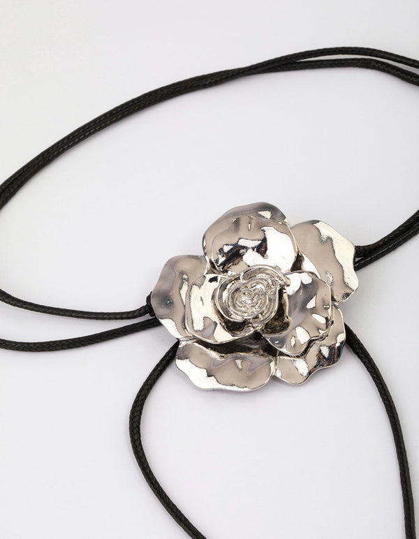 Silver Flower Cord Choker