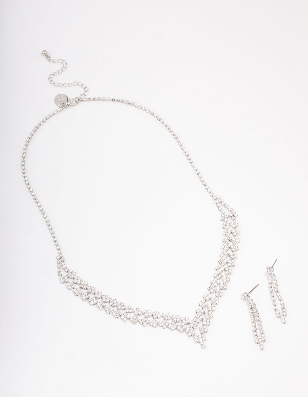Silver Cubic Zirconia Double Row Jewellery Set