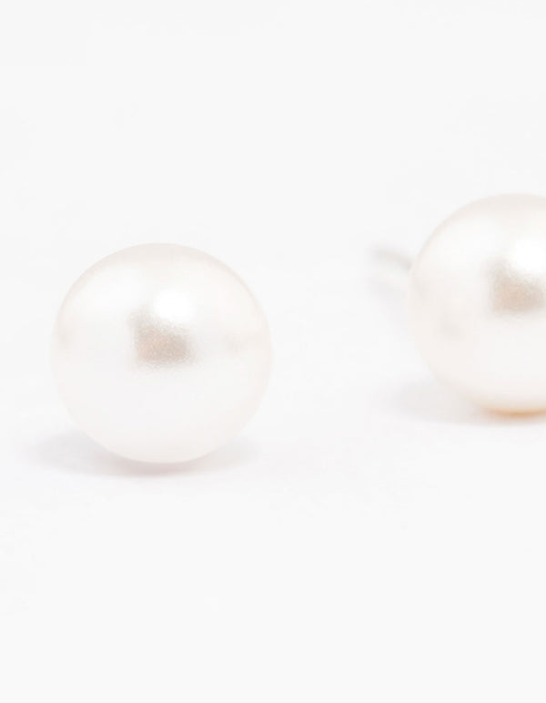 Sterling Silver Pearl Stud Earrings 5mm