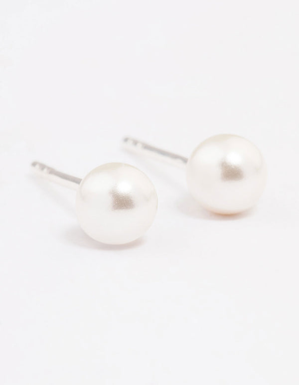 Sterling Silver Pearl Stud Earrings 5mm
