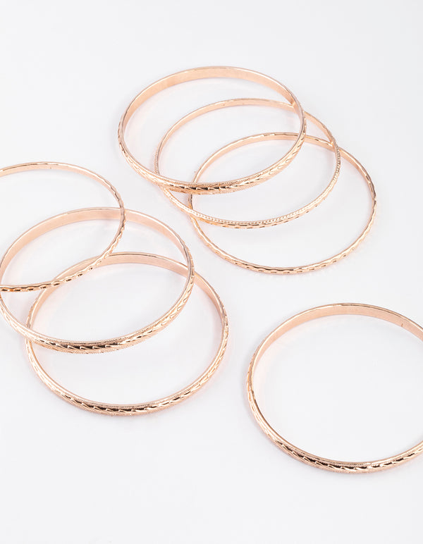 Rose Gold Textured Bangle 7-Pack