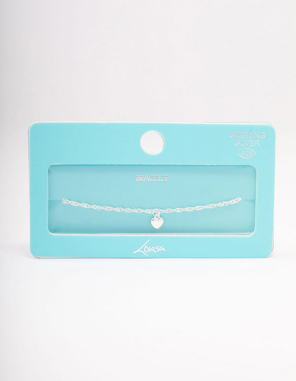 Sterling Silver Simple Heart Bracelet