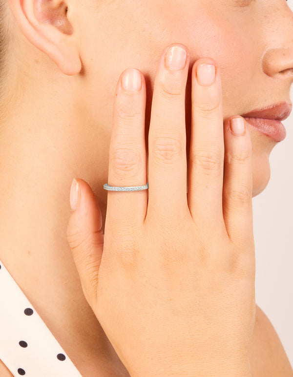 Sterling Silver Cubic Zirconia Pave Band Ring