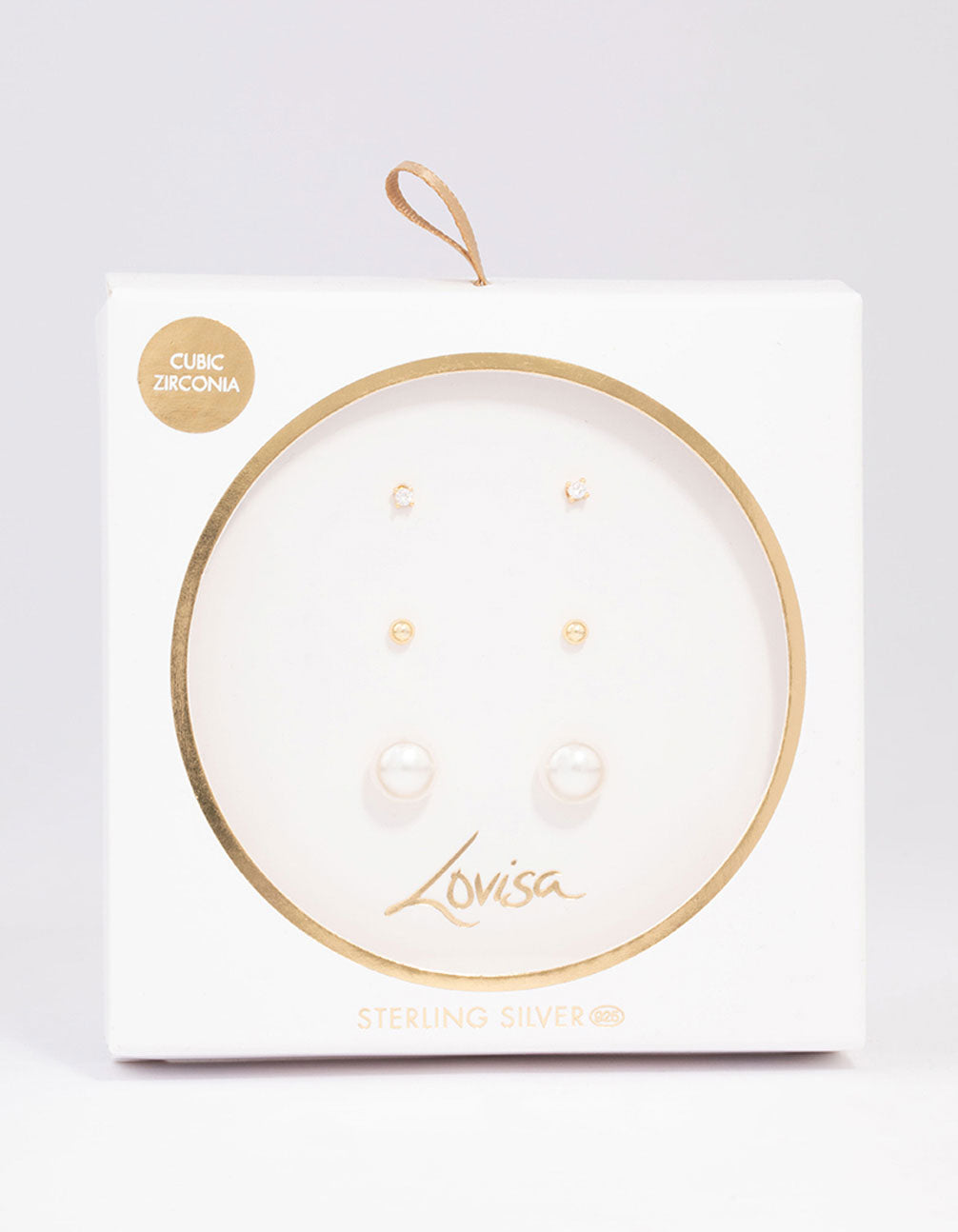 Gold Plated Sterling Silver Pearl & Cubic Zirconia Earring 3-Pack