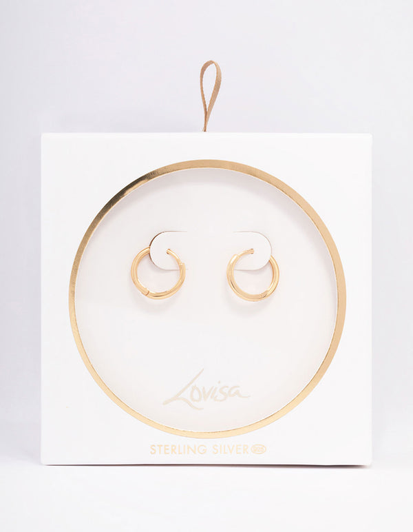 Gold Plated Sterling Silver Huggie Earrings 14mm