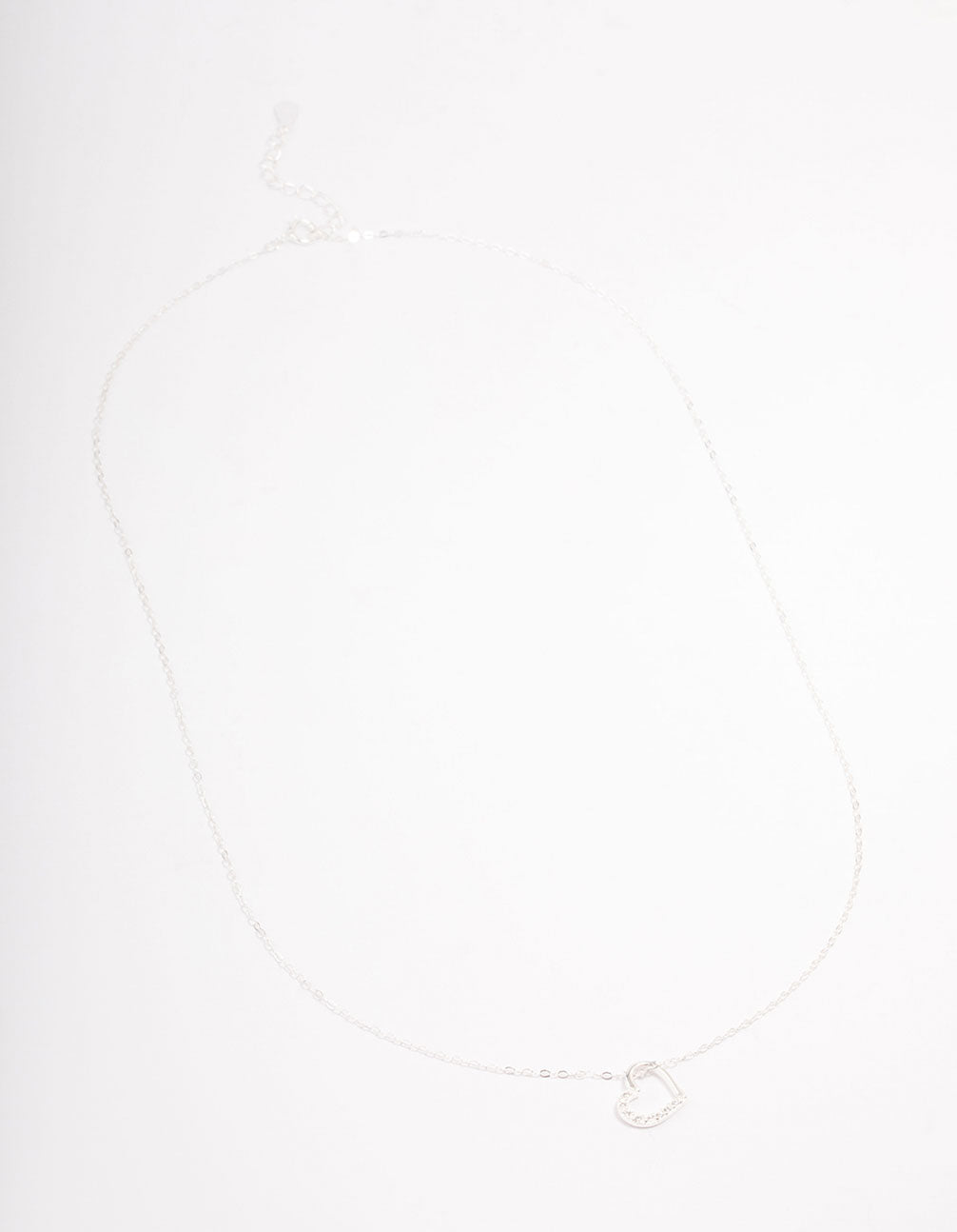 Sterling Silver Open Cubic Zirconia Heart Pendant Necklace