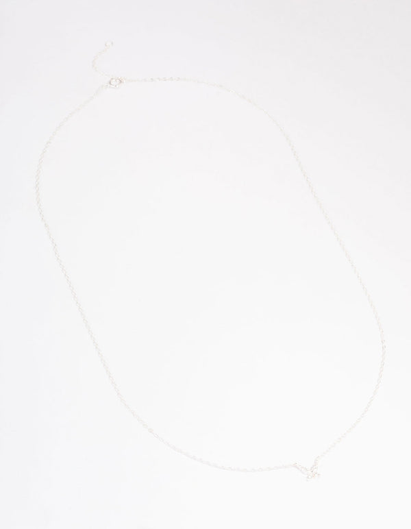 Sterling Silver Cubic Zirconia Butterfly Pendant Necklace