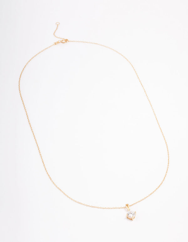 Gold Plated Sterling Silver Solitaire Pendant Necklace
