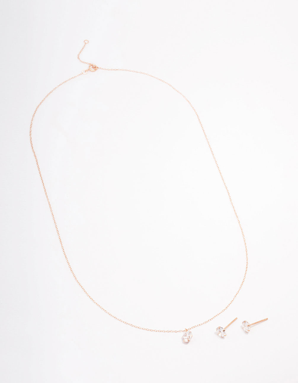 Rose Gold Plated Sterling Silver Solitaire Jewellery Set