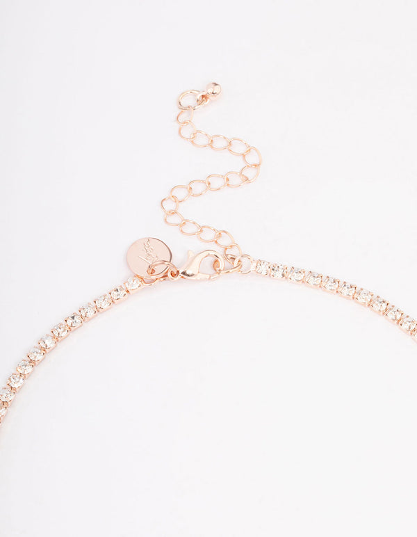 Rose Gold Leaf Decorative Diamante Necklace