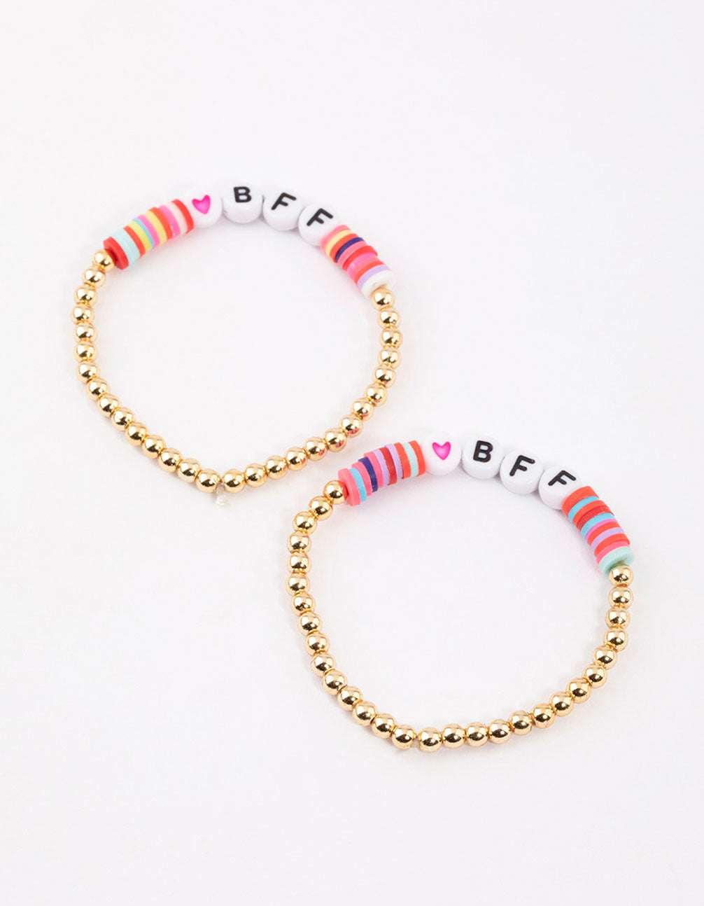 Gold BFF Clear Disc Beaded Bangle Pack