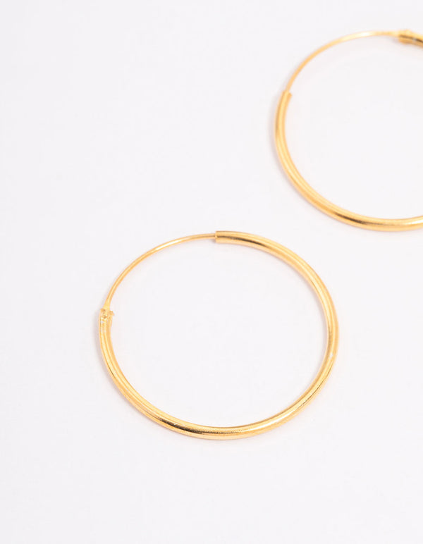 Gold Plated Sterling Silver Hoop Earrings 20mm
