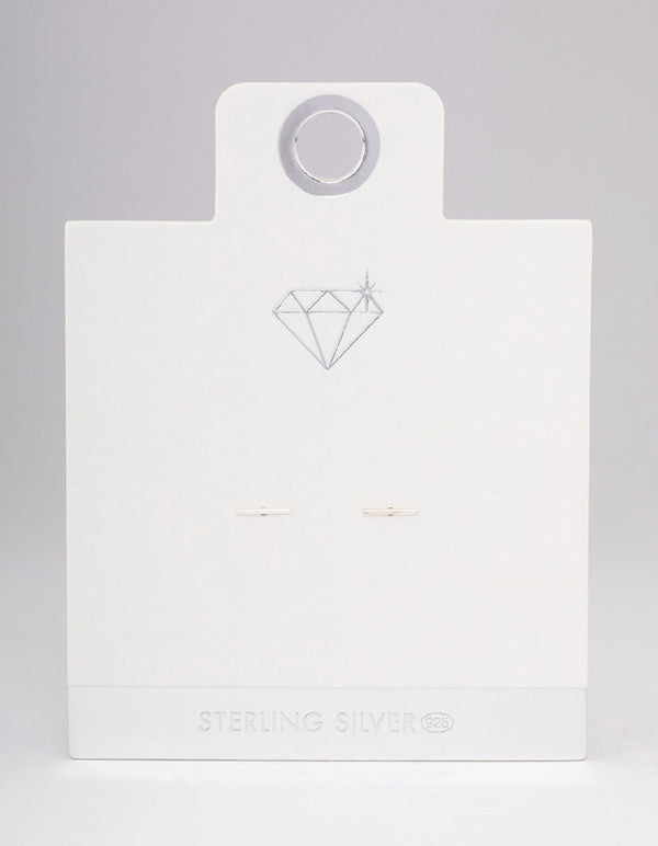 Sterling Silver Plain Bar Stud Earrings