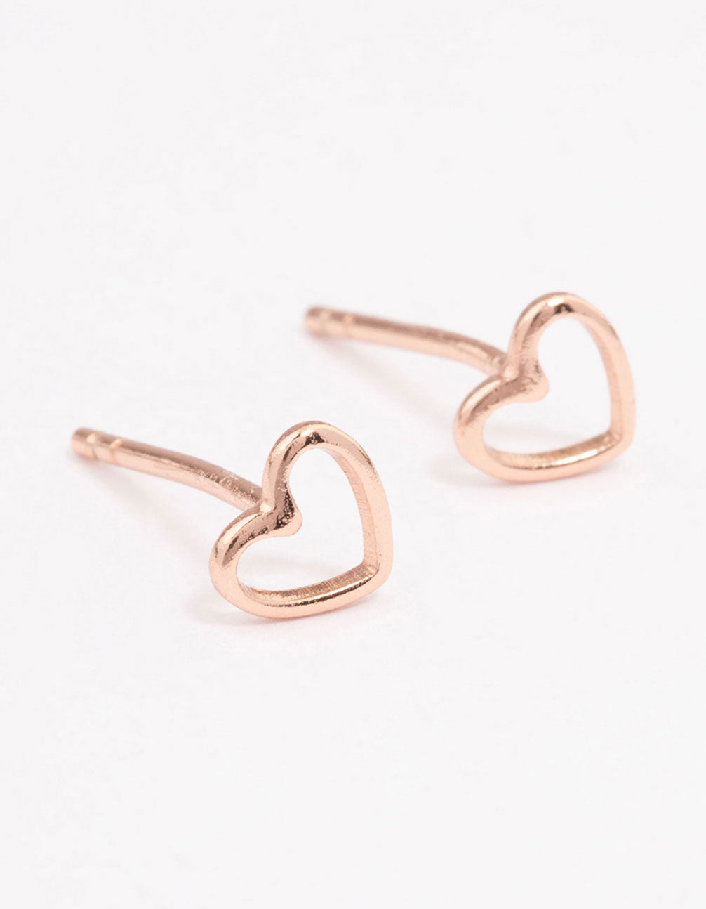 Rose Gold Plated Sterling Silver Open Heart Stud Earrings
