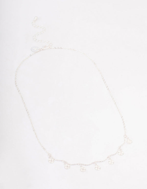 Silver Multi Wiggle Disc Necklace