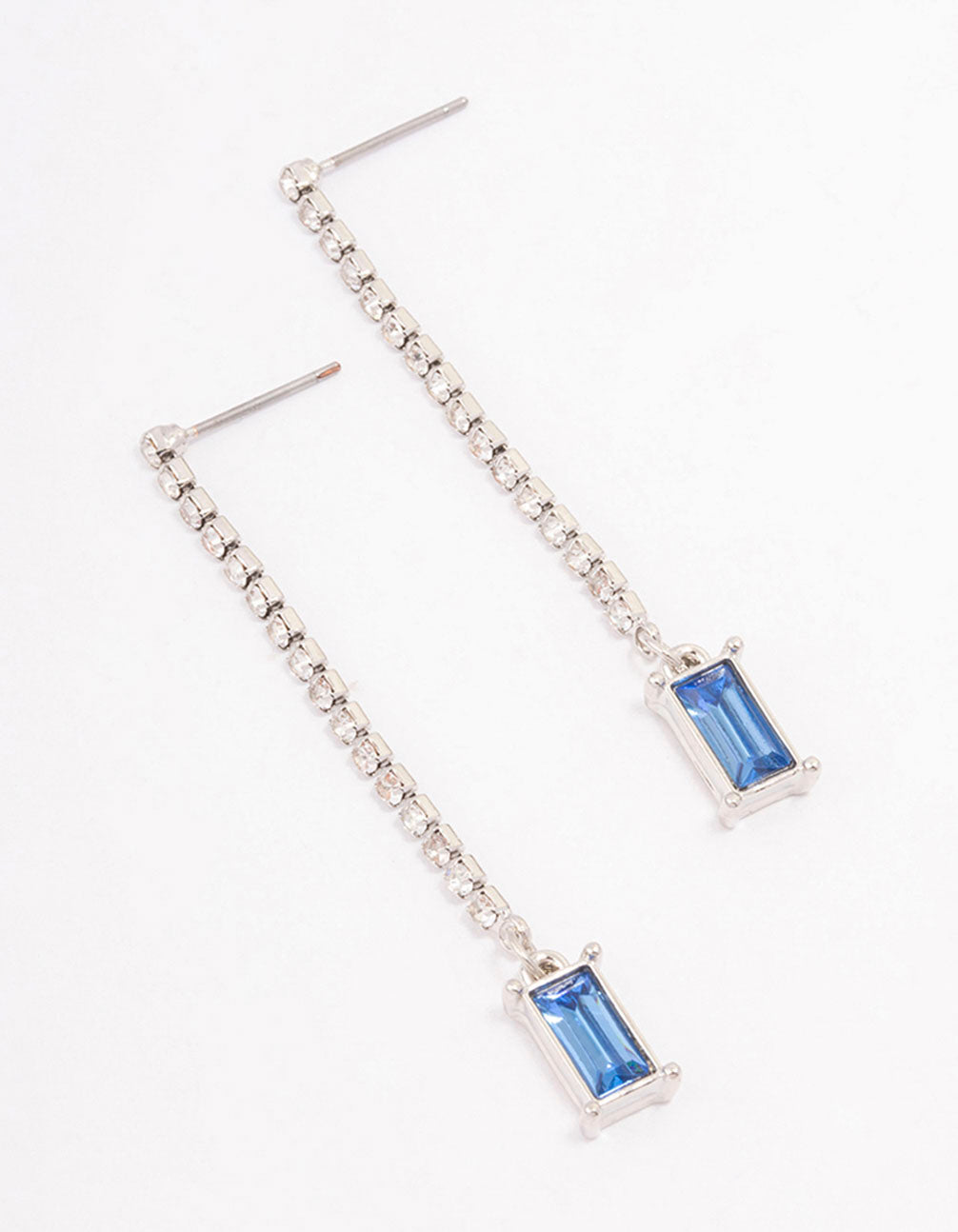 Silver Cup Chain Radiant Drop Earrings