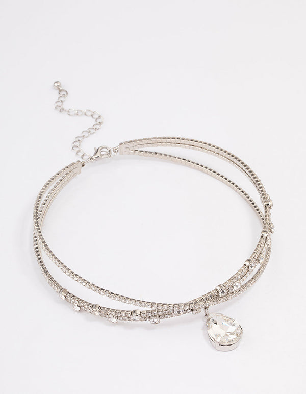 Silver Interlaced Mixed Diamante Choker