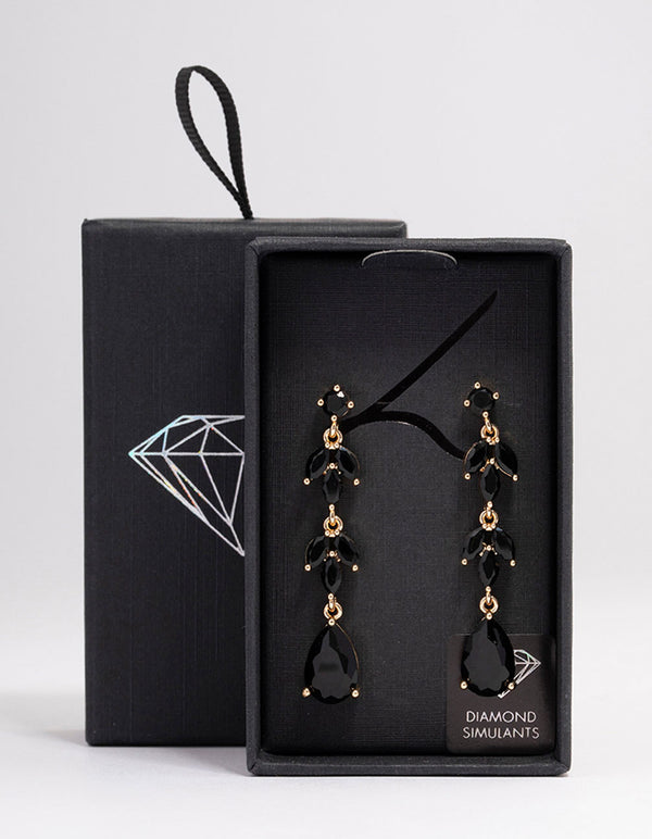 Gold Double Vine Teardrop Earrings