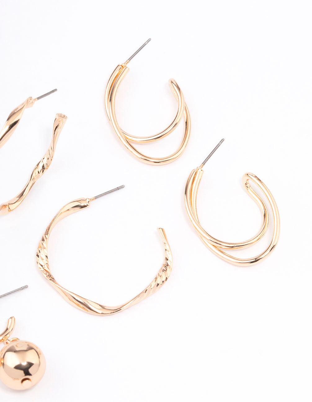 Gold Twisted Hoop Earrings Pack