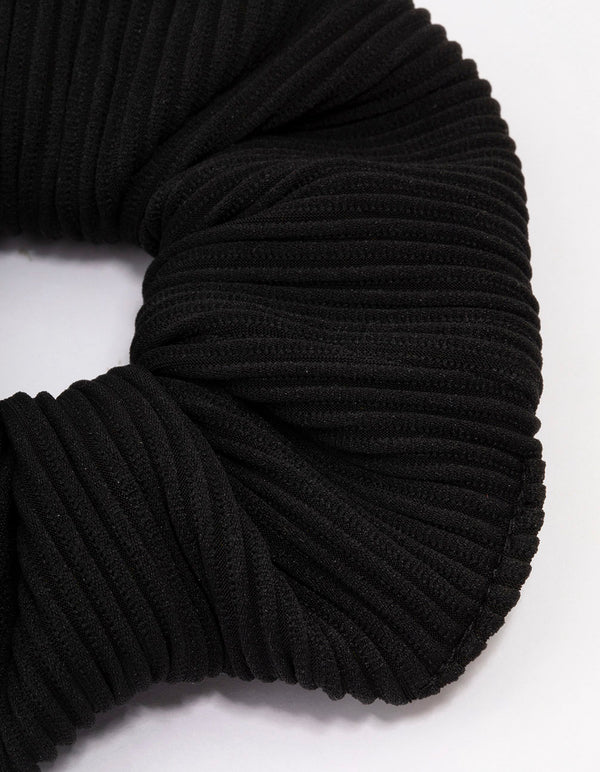 Black Ribbed Hair Scrunchie