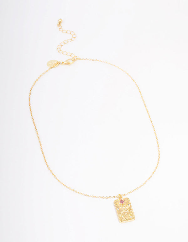 Gold Plated October Birth Month Flower Pendant Necklace