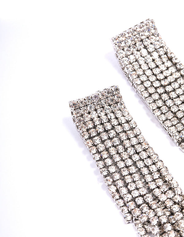 Silver Diamante Cup Chain Drop Earrings