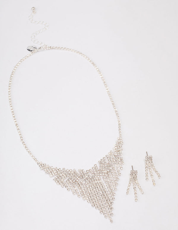 Silver Cup Chain Fringe Jewellery Set