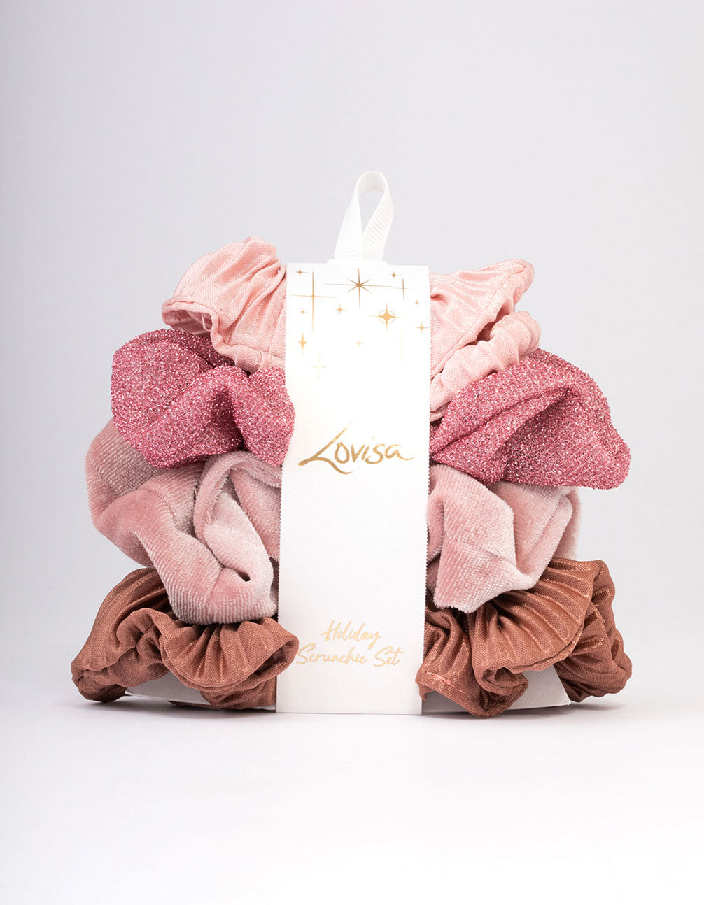 Pink Christmas Hair Scrunchie Gift 4-Pack