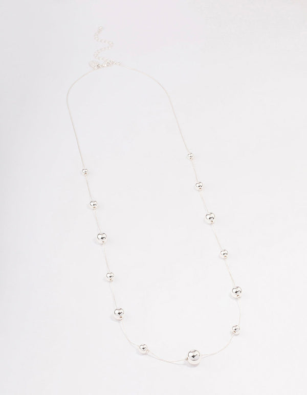 Silver Molten Ball Long Necklace