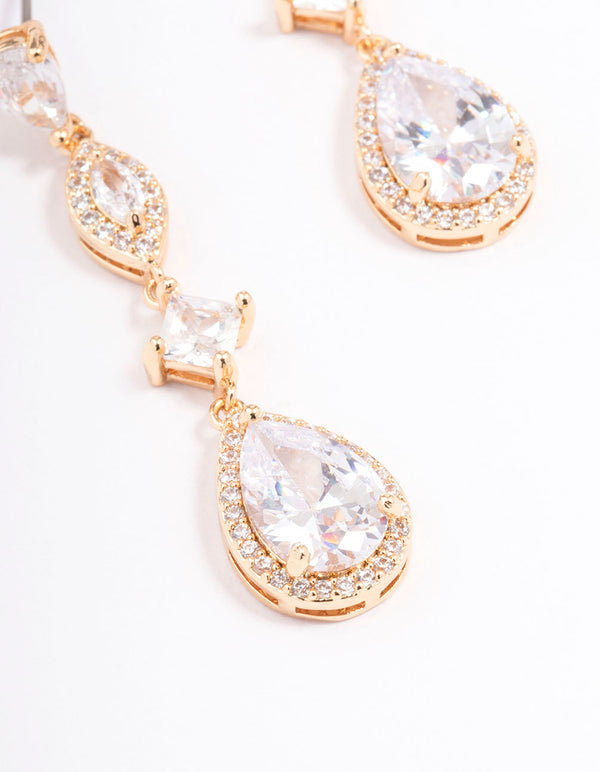Gold Elegant Pear Drop Earrings