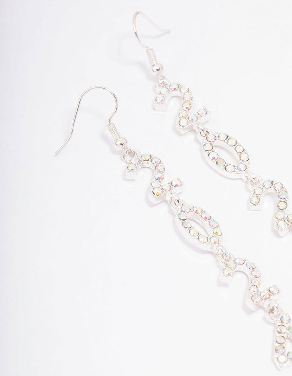 Silver 2024 New Year Long Drop Earrings