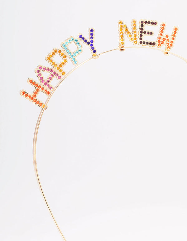 Gold Multi Happy New Year Headband