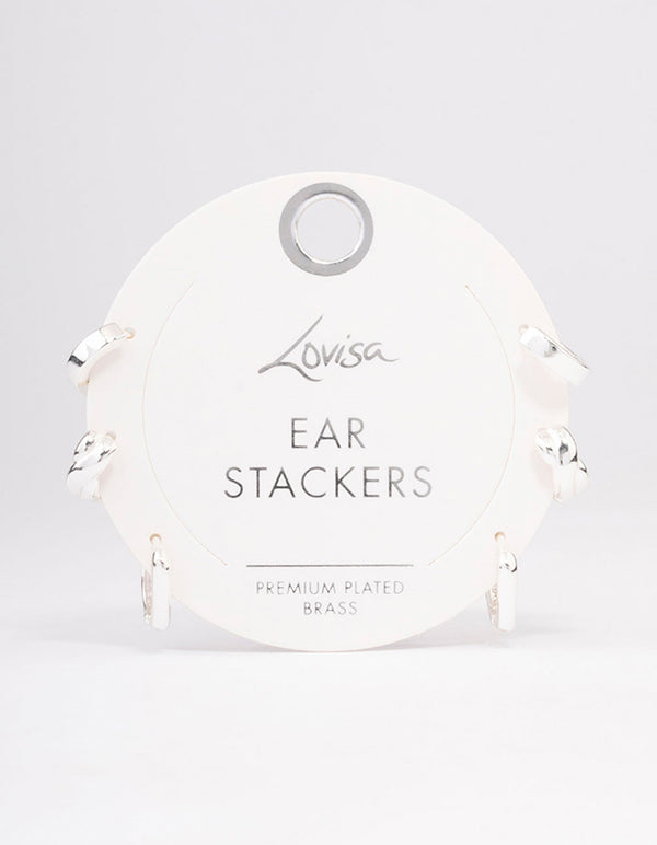 Silver Plated Brass Chunky Rope Huggie Earring 3-Pack