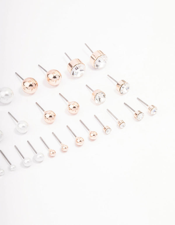 Rose Gold Basic Stud Earring 12-Pack