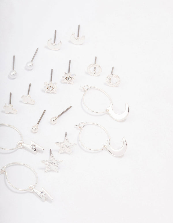 Silver Celestial Cross Earring 12-Pack