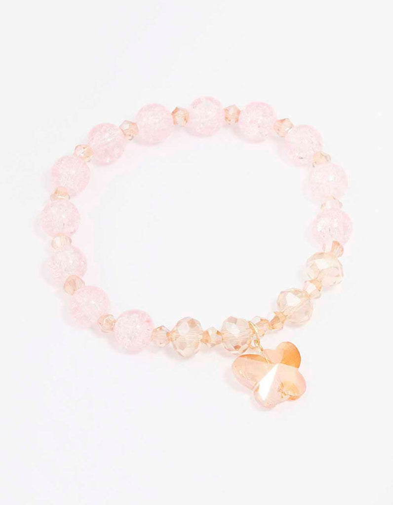 Pave Butterfly Pink Grapolite Bead Bracelet main image 0