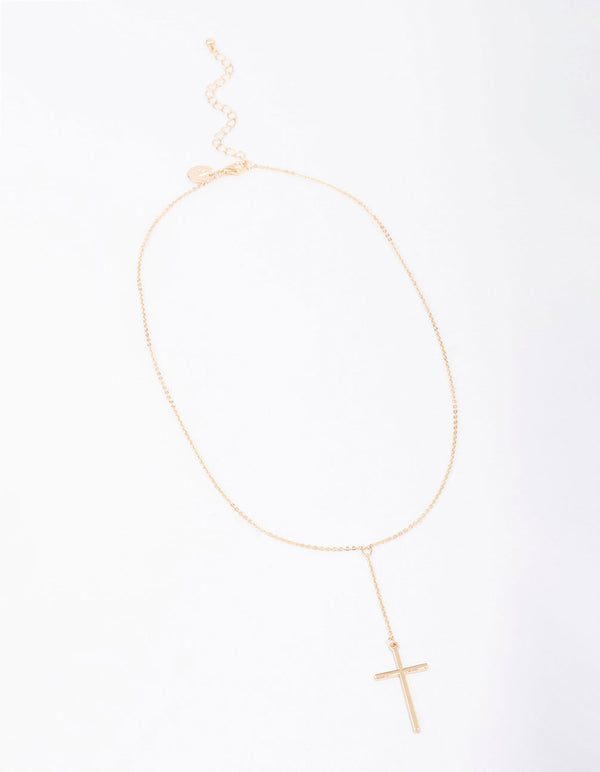 Gold Y-Shape Cross Necklace