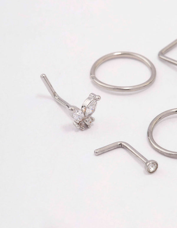 Surgical Steel Butterfly Flower Nose Piercing 6-Pack