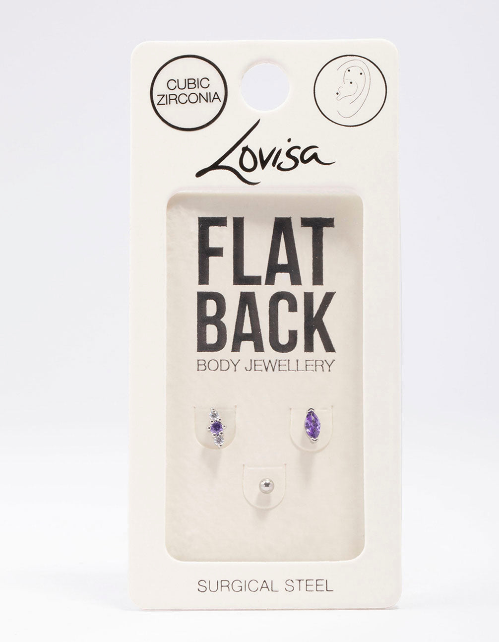 Surgical Steel Lilac Marquise Ball Flat Back 3-Pack