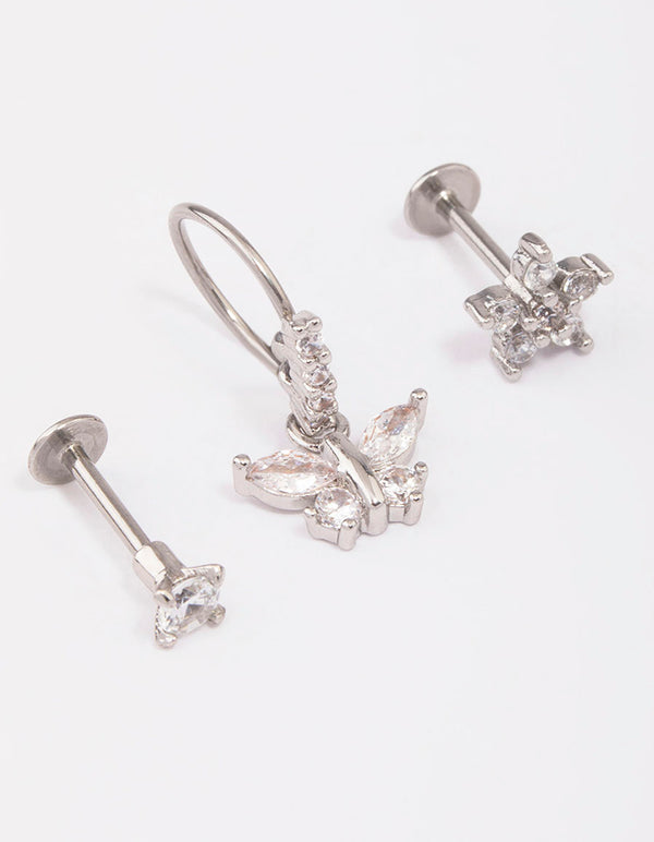 Surgical Steel Butterfly Flat Back 3-Pack