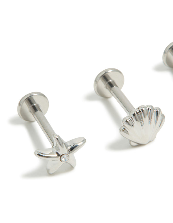 Surgical Steel Sea Shell Flat Back 3-Pack