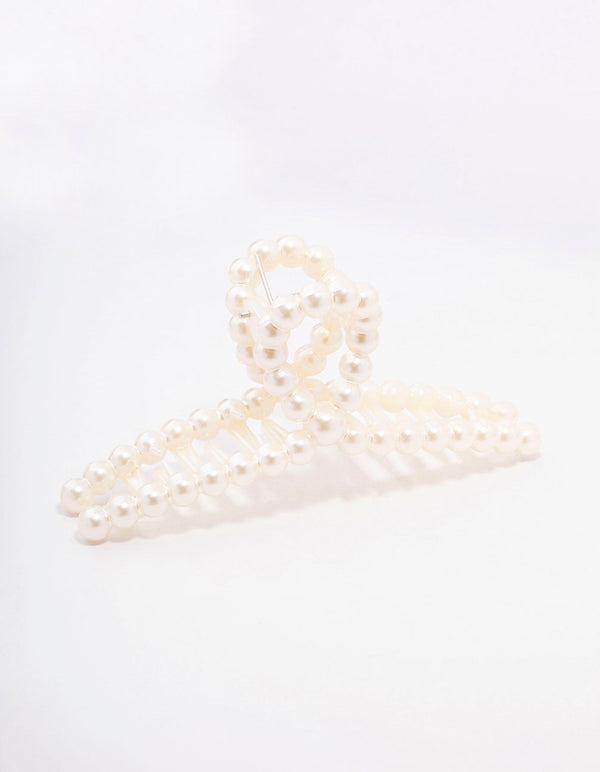 Cream Pearl Twisted Hair Claw Clip