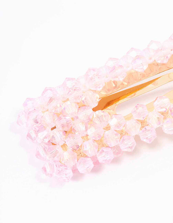 Pink Facet Beaded Hair Clip Pack