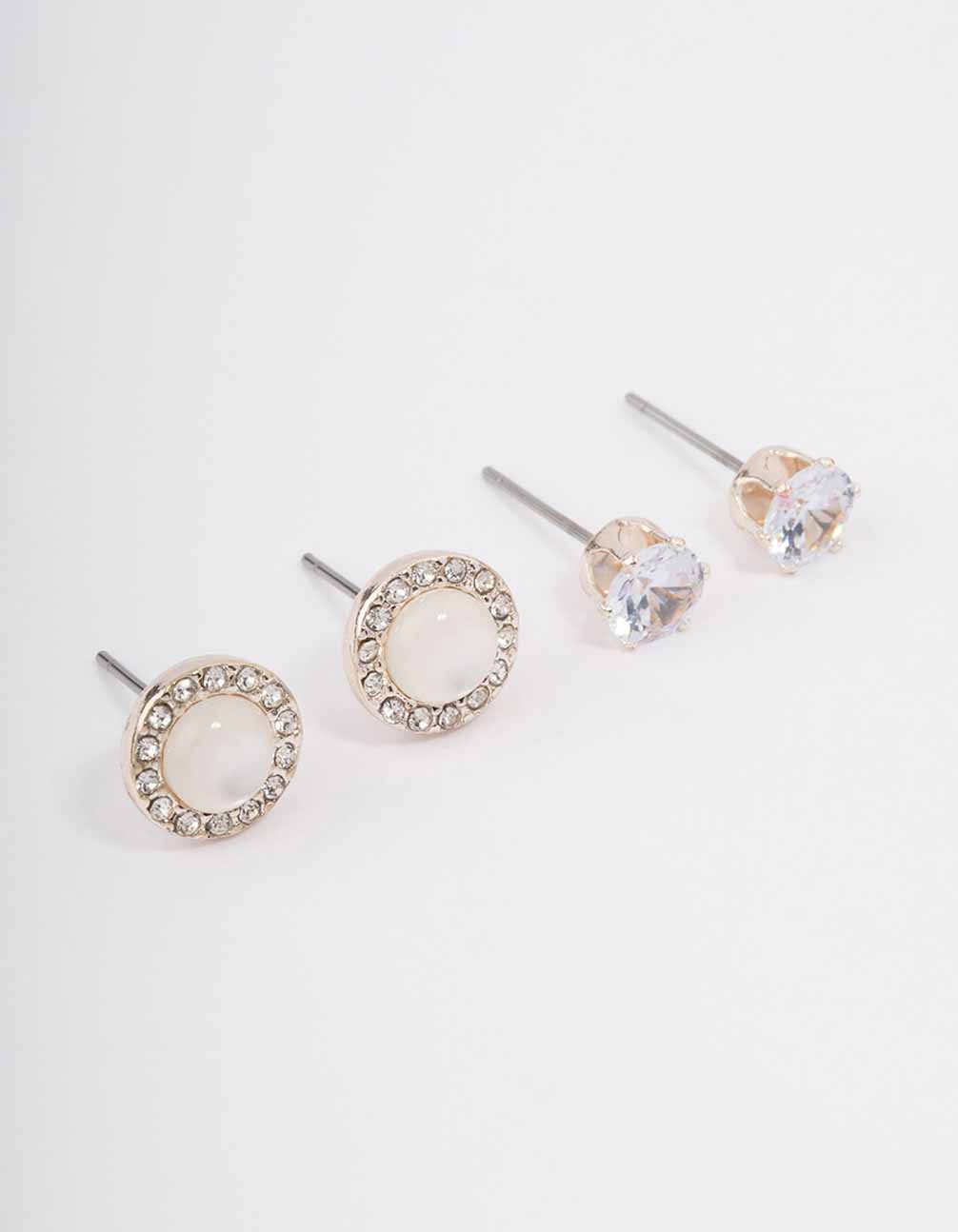 Rose Gold Halo Stud Earring Pack