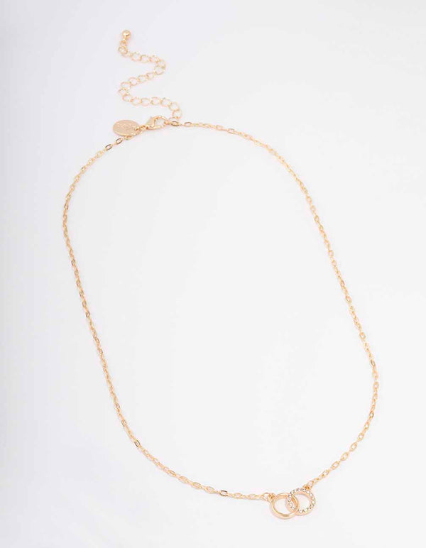 Gold Linked Diamante Circle Necklace