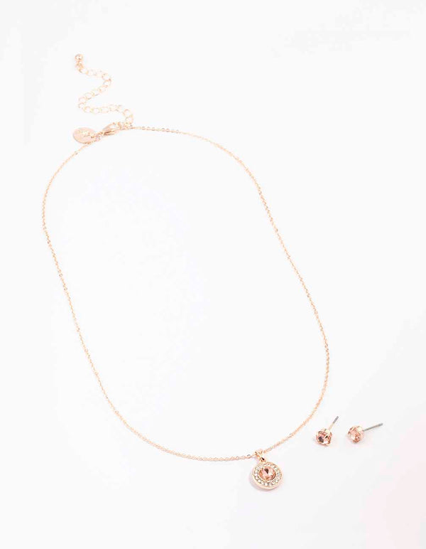 Silver Diamante Halo Jewellery Set