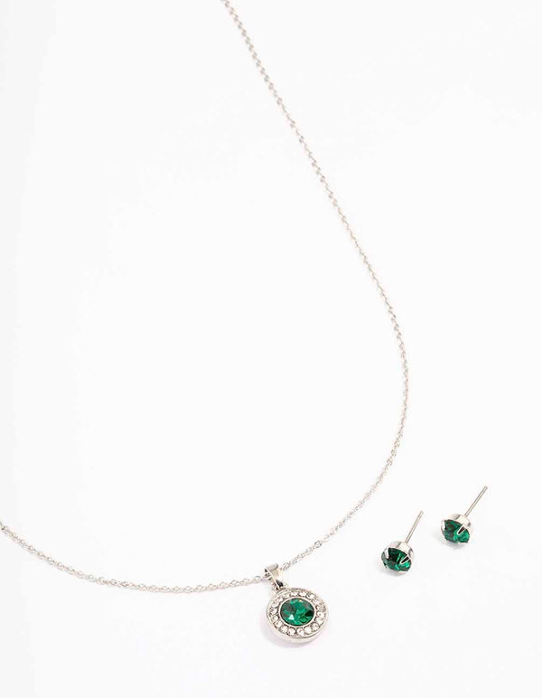 Silver Diamante Halo Jewellery Set