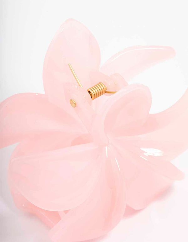 Pink Plain Hibiscus Hair Claw Clip